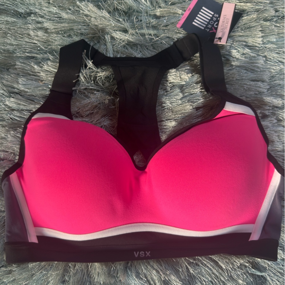 Victorias Secret Incredible Hot Pink and Black Sports Bra. 36C